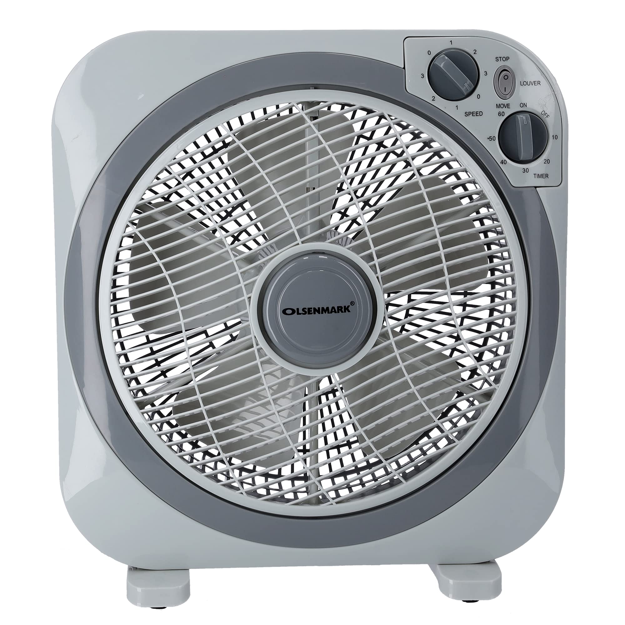 Olsenmark Box Fan, White/Blue , 12Inch مروحة مكتب بتصميم صندوق من اولسن مارك باللونين الابيض والازرق مقاس 12 بوصة Olsenmark Box Fan, White/Blue , 12Inch مروحة مكتب بتصميم صندوق من اولسن مارك باللونين الابيض والازرق مقاس 12 بوصة